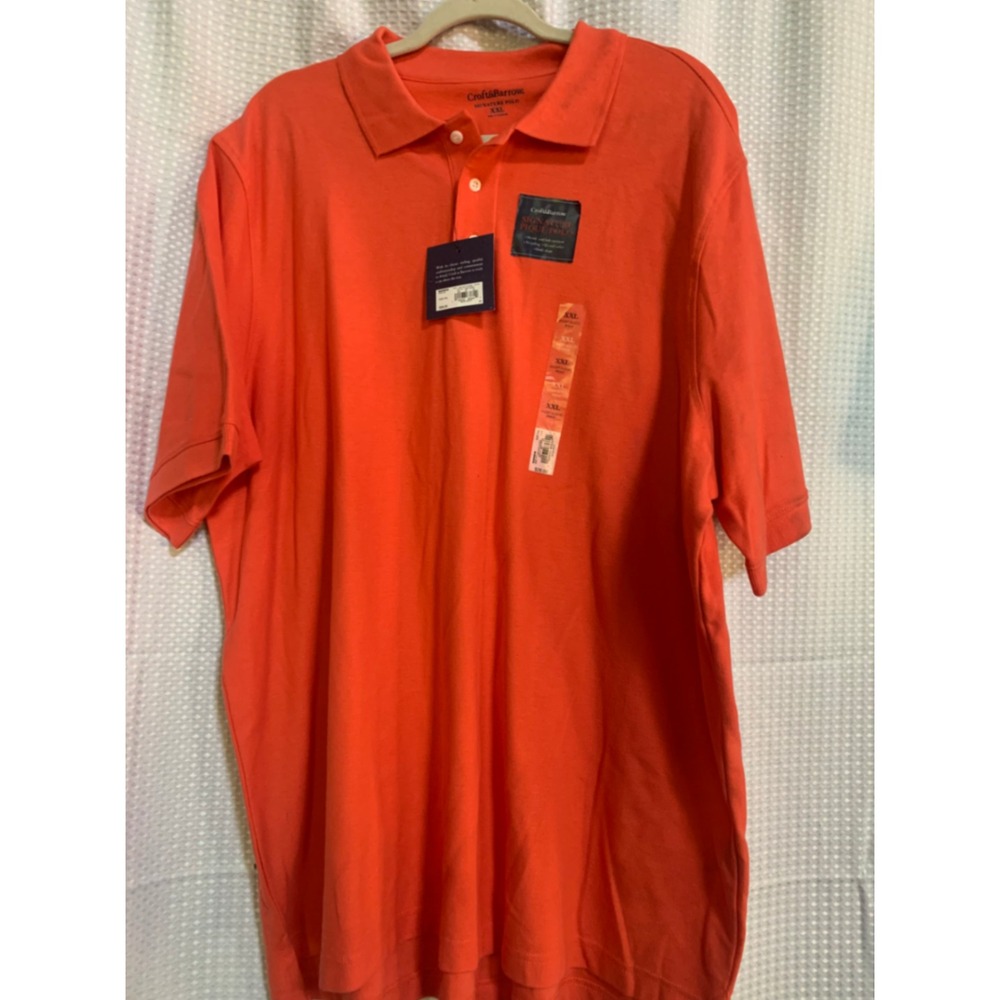 Croft & Barrow Mens Signature Pique Polo Shirt Hot Coral XXL CBK13003S NWT